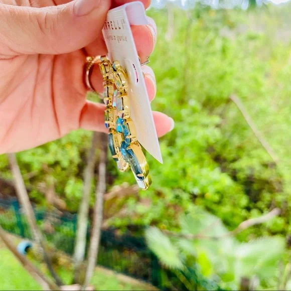 Sorrelli Repeating Navette Dangle Earrings Blue Green Multi NWT - Picture 4 of 15